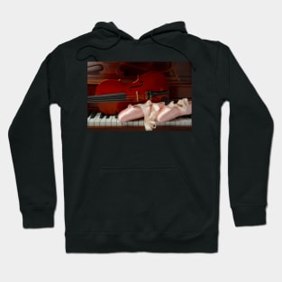 Pointe Shoes And Violin On Piano Hoodie